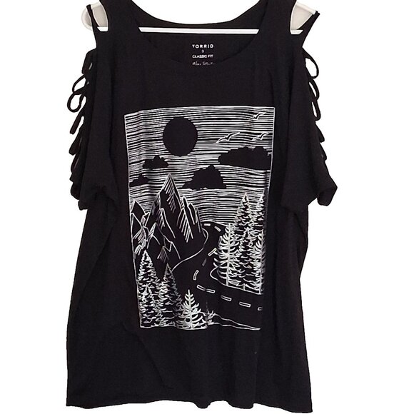 Torrid Women Fairy Grunge Top Size 3 Black Slasher Sleeve Whimsigoth Witchy Goth - Picture 1 of 10